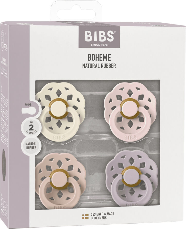 BIBS BIBS Pacifier Boheme 4 PACK Latex Size 2 Ivory/Blush/Blossom Ivory