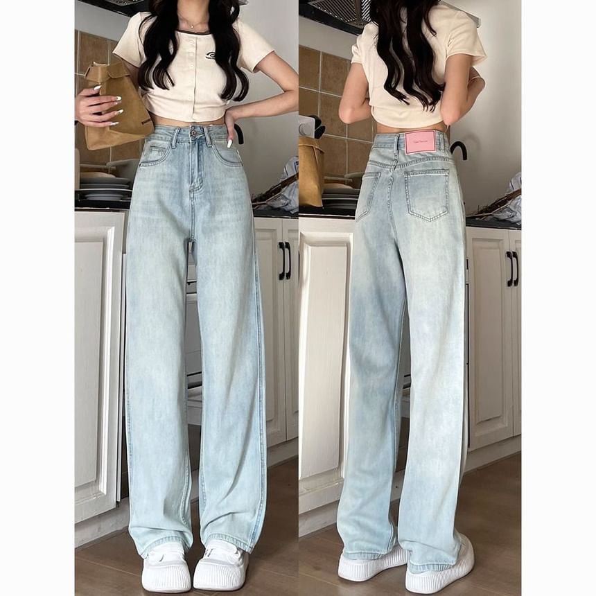 Okalpis - Hoge taille wijde jeans