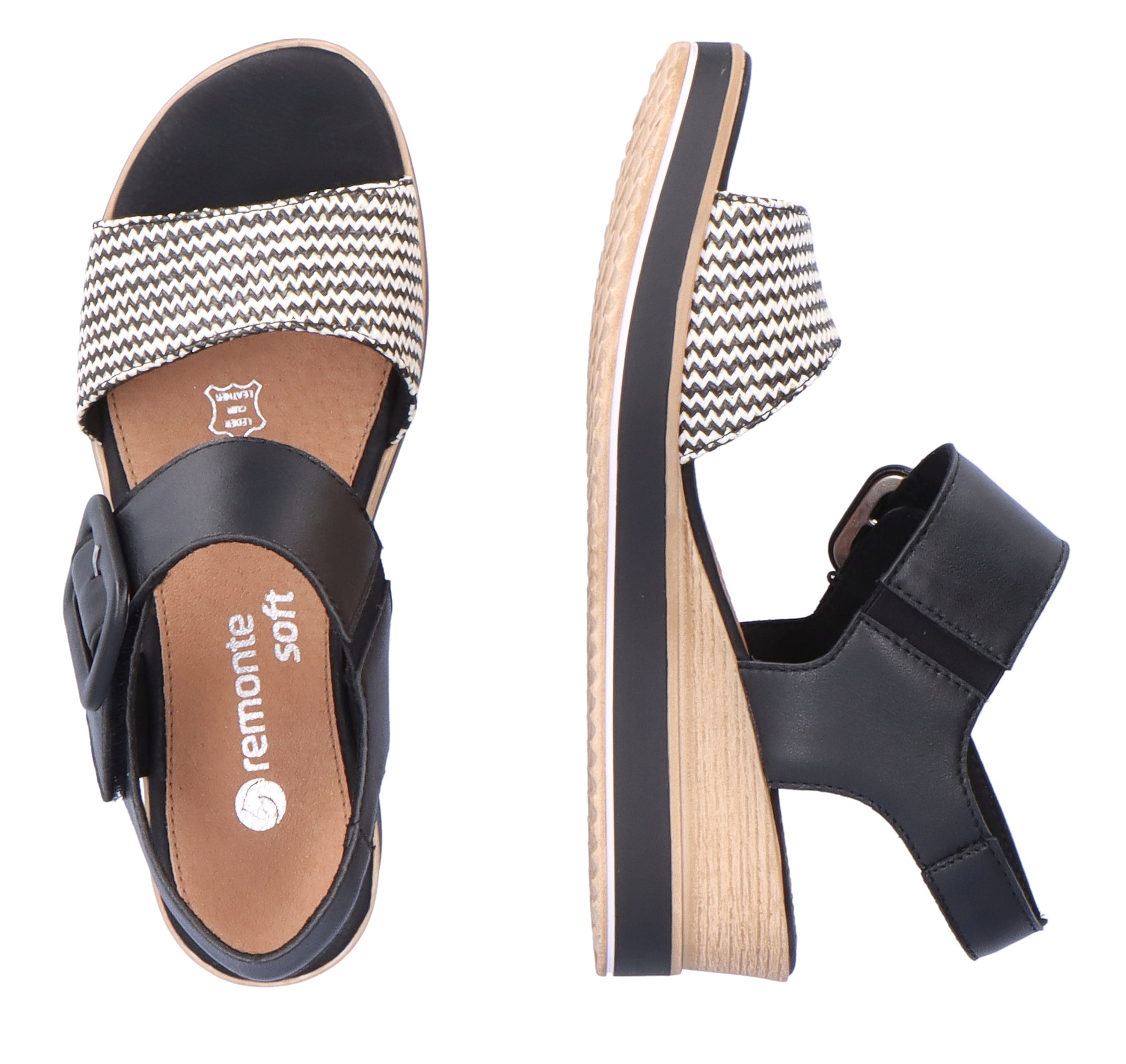 Remonte Sandalette »ELLE-Collection«  , Sommerschuh, Sandale, Bequemschuh mit Klett unter der Zierschnalle