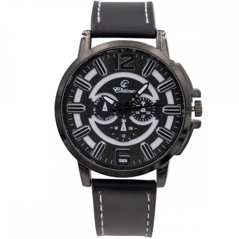 Montre Homme CHTIME bracelet Cuir Noir