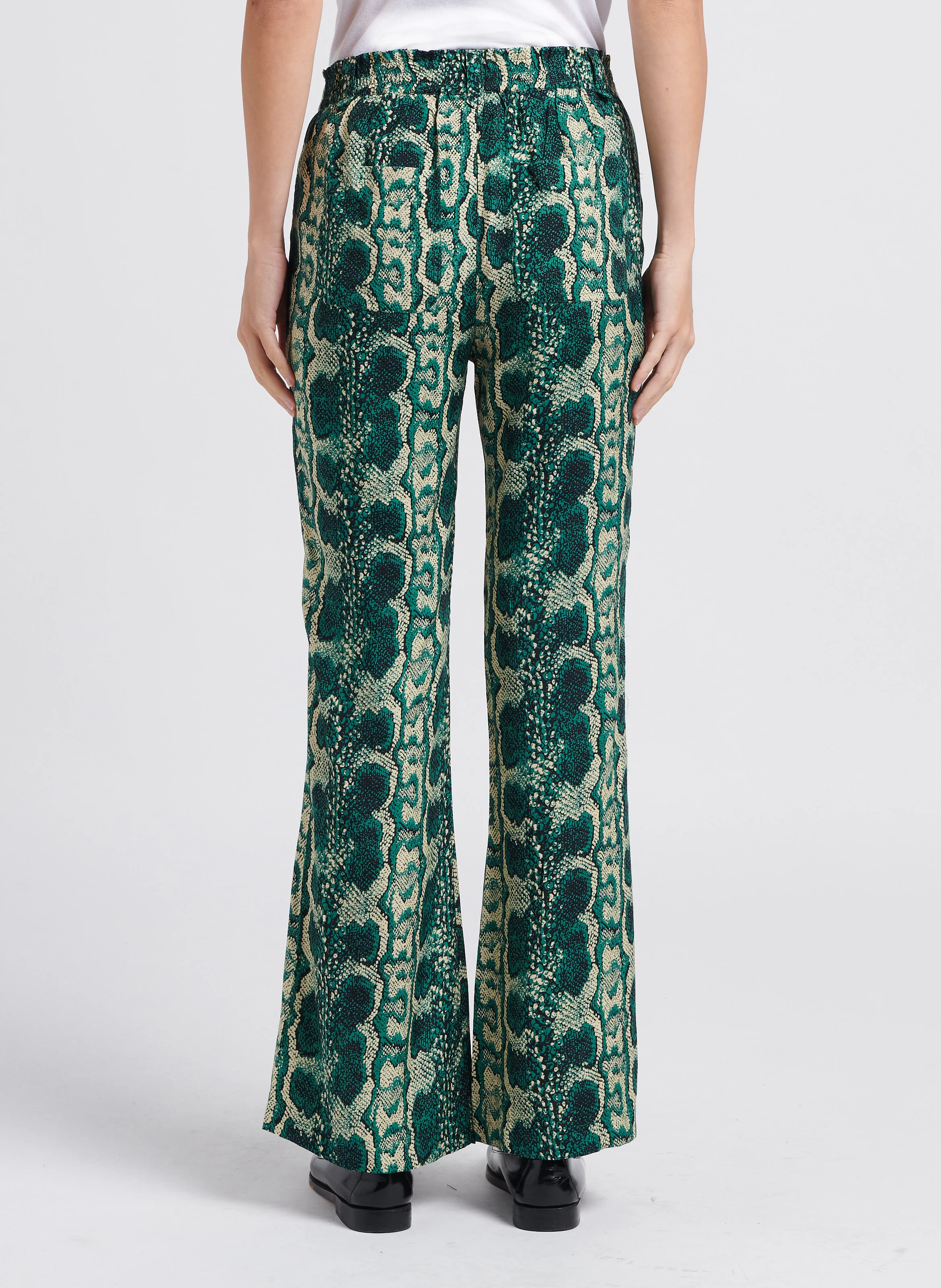 POWER - Pantalon palazzo à imprimé python | Vert