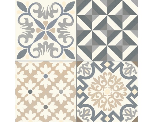 Porseleinen wand- en vloertegel Heritage grijs in 19 verschillende designs 33,15 x 33,15 cm