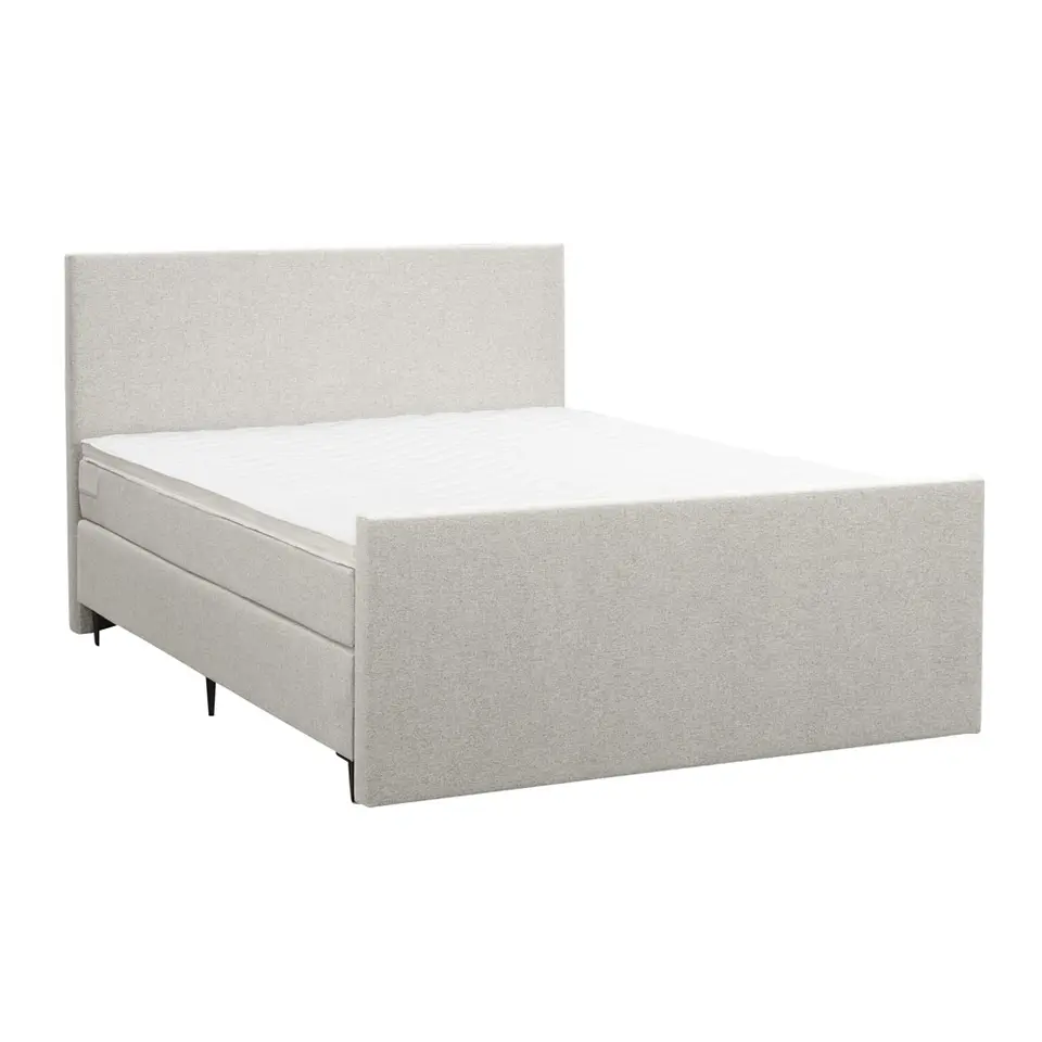 Boxspring met voetbord Liv egaal - ecru - 140x200 cm - slanke poot