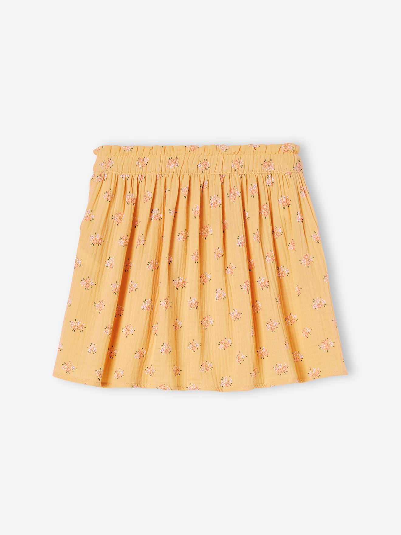 Saia de chiffon de algodão coral para meninas