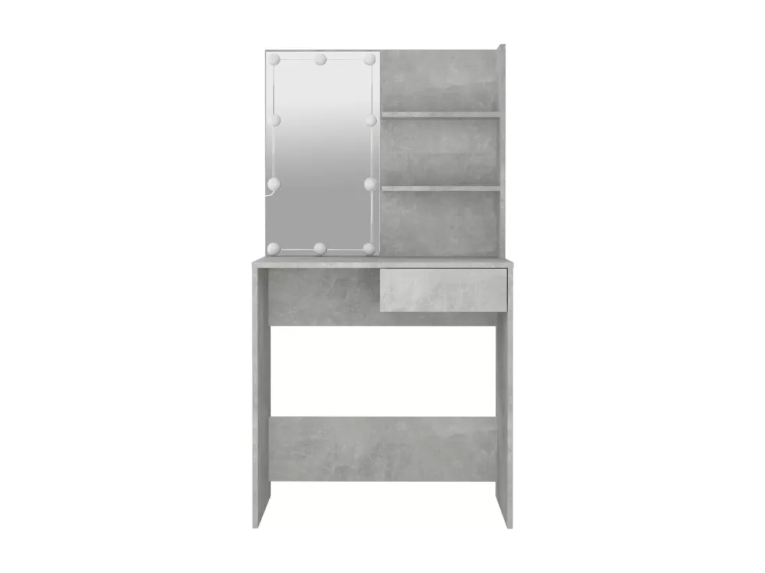 Coiffeuse avec LED Gris béton 74,5x40x141 cm