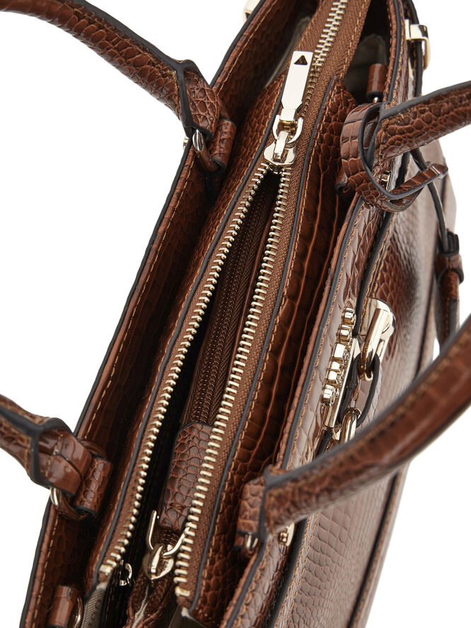 GUESS SILVYE LUXURY SATCHEL Cognac