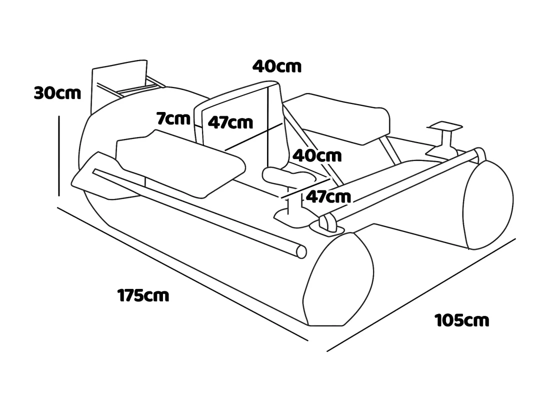 Tendy - Belly boat Bateau de pêche gonflable en PVC avec double chambre à air, 175 cm