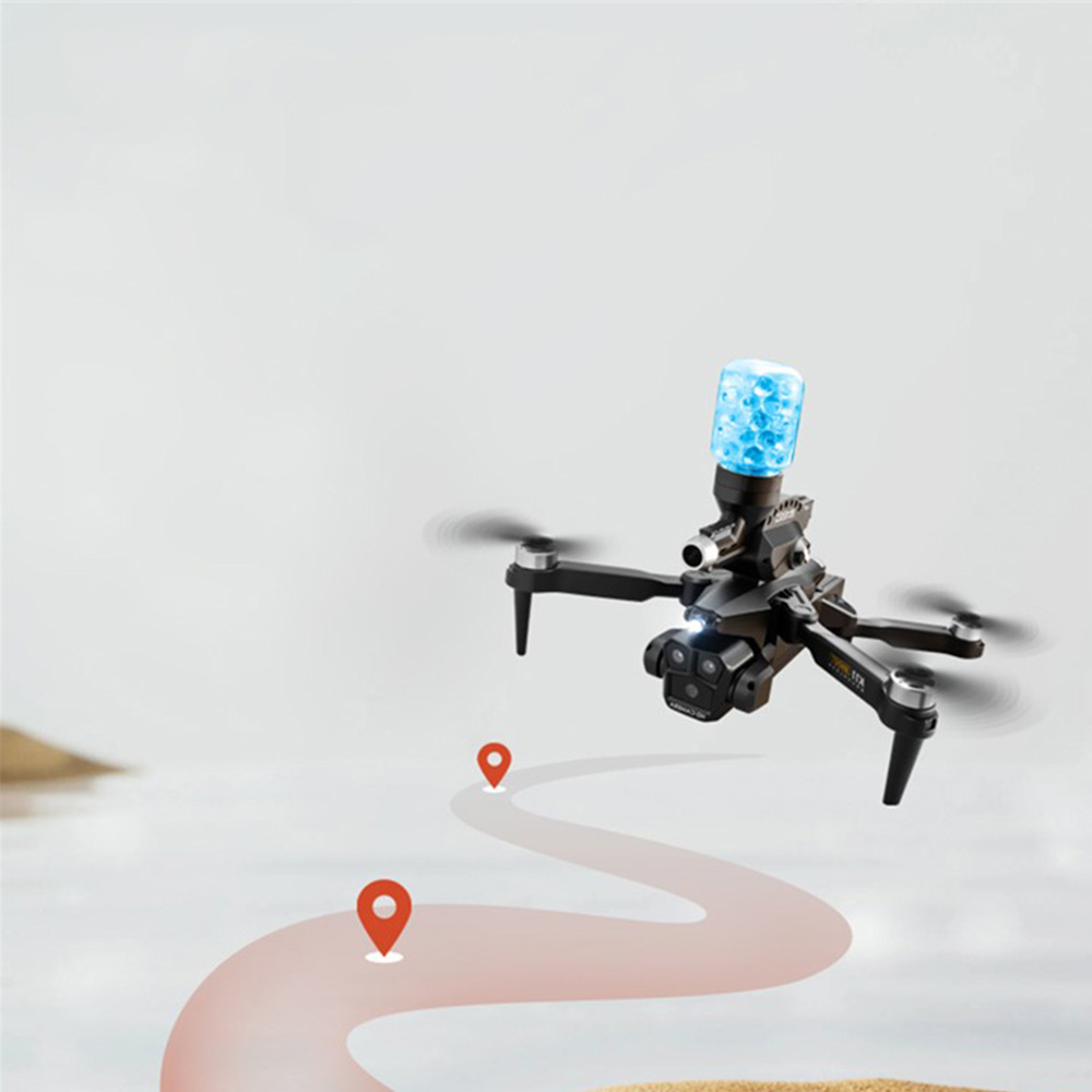 WiFi Faltbare RC Quadrocopter GPS Drohne 3-Linsen HD Kamera Video Live-Übertragung mit Wasserbomben Abwurf   Fernbedienung (iOS/Android) - Schwarz