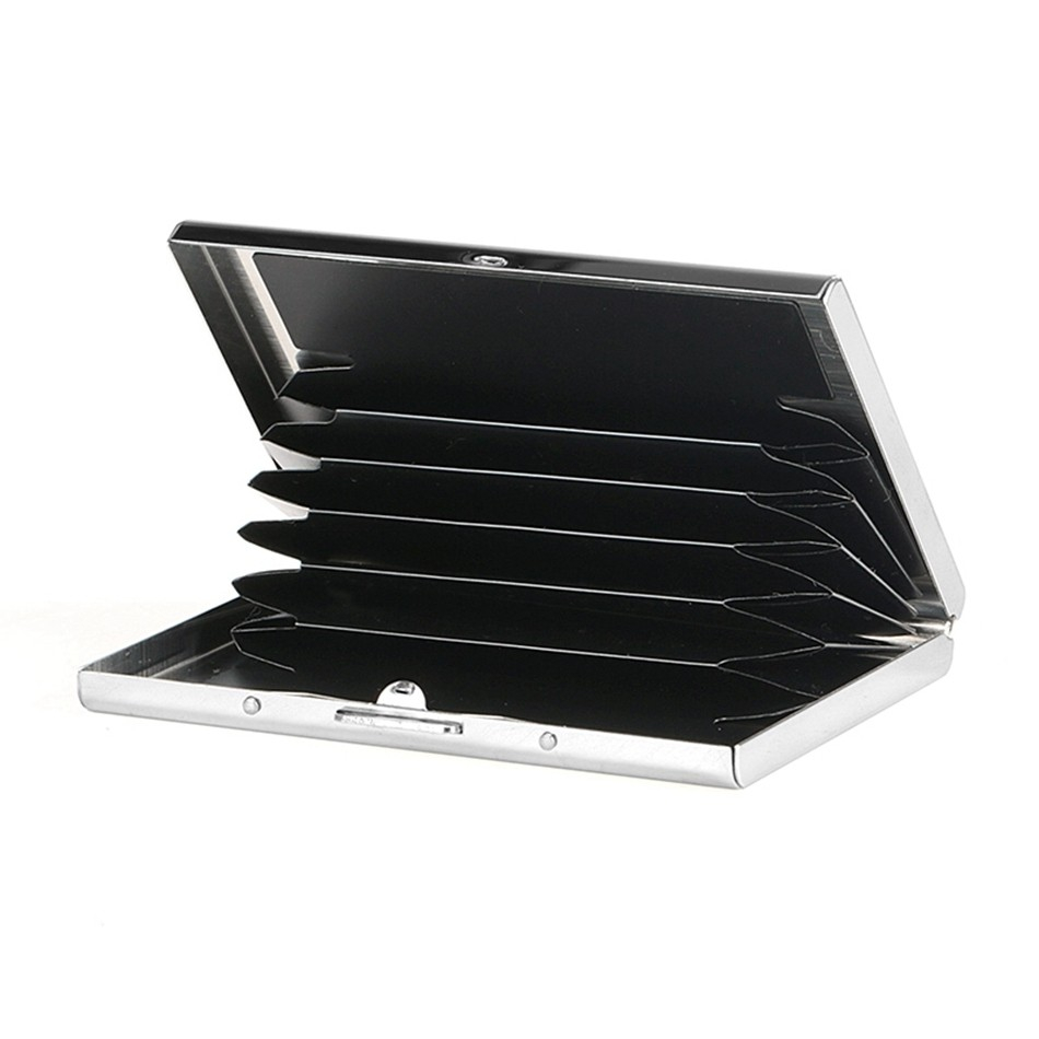 Mini Kreditkarten Alu Etui Antimagnetische Geldbörse mit 6 Fächern (RFID Schutz) - Schwarz