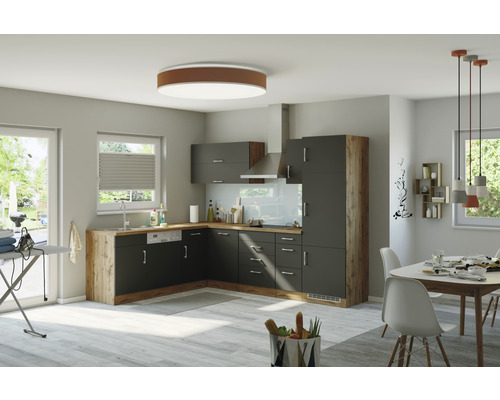 Held Furniture hoekkeuken zonder apparatuur Sorrento 210 cm antraciet mat gedemonteerd omkeerbaar model 1016.6280