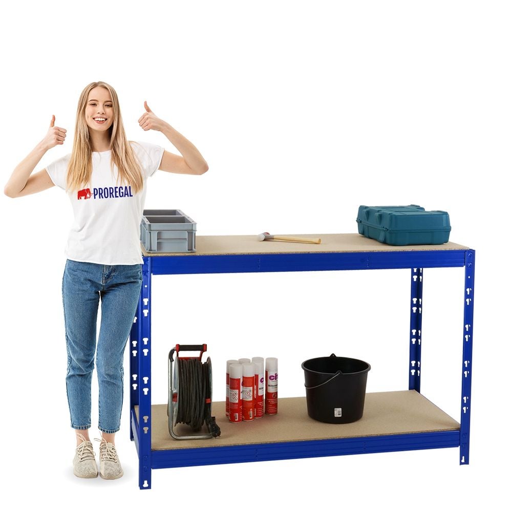 PROREGAL Mega Deal 2x werkbank Tiger HxBxD 90 x 140 x 60 cm vakbelasting 300 kg blauw