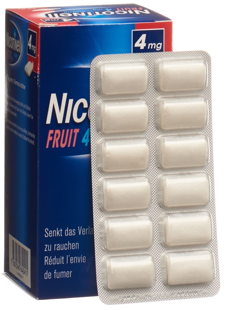 NICOTINELL Gum 4 mg<br>96 Stück, Blister, Wirkstoffhaltiger Kaugummi, fruit