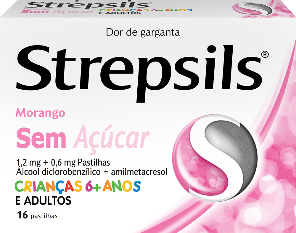 PASTILHAS STREPSILS MORANGO SEM AÇÚCAR 16UN