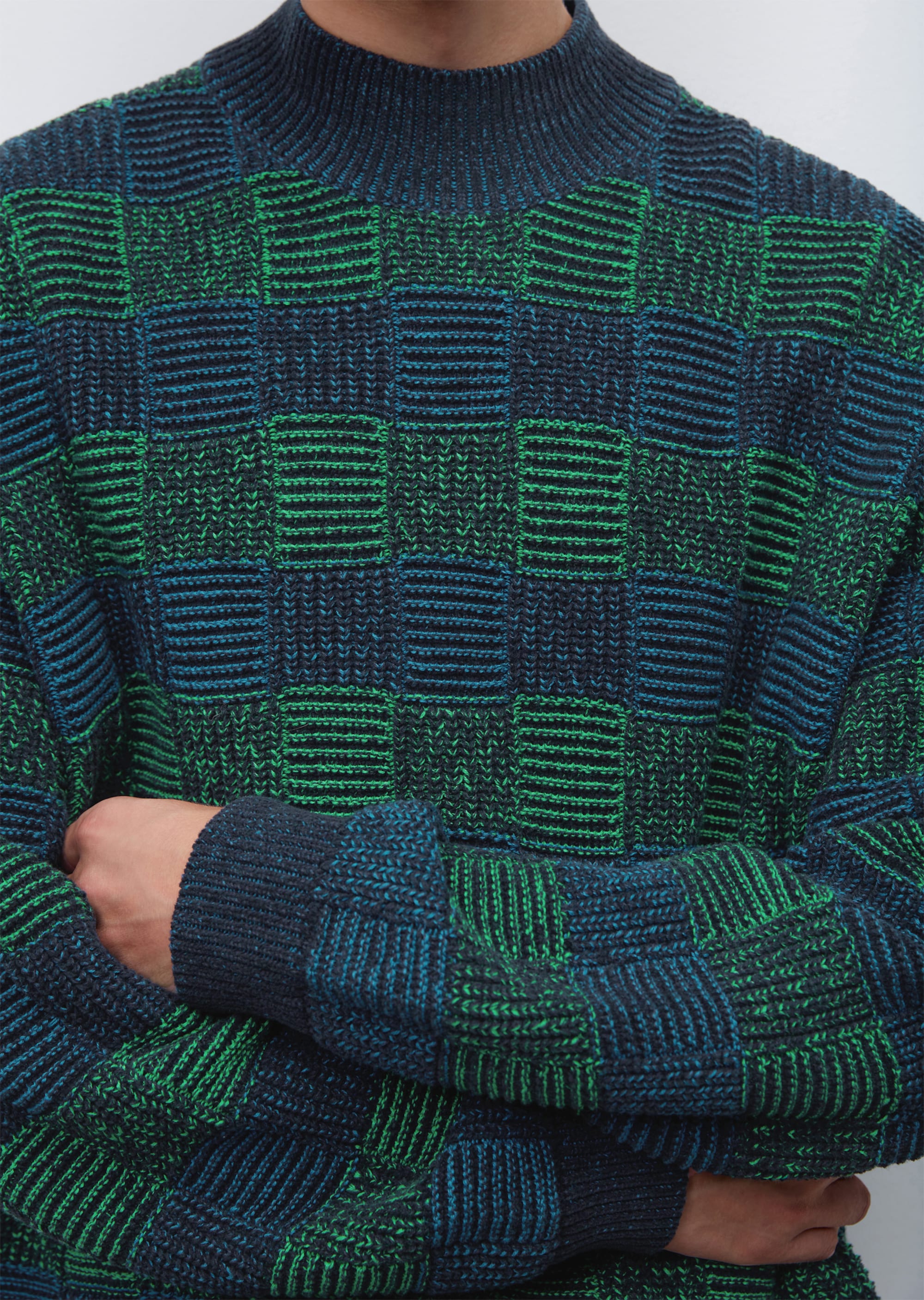 Jacquard-Pullover oversized mit markanter Karo-Struktur