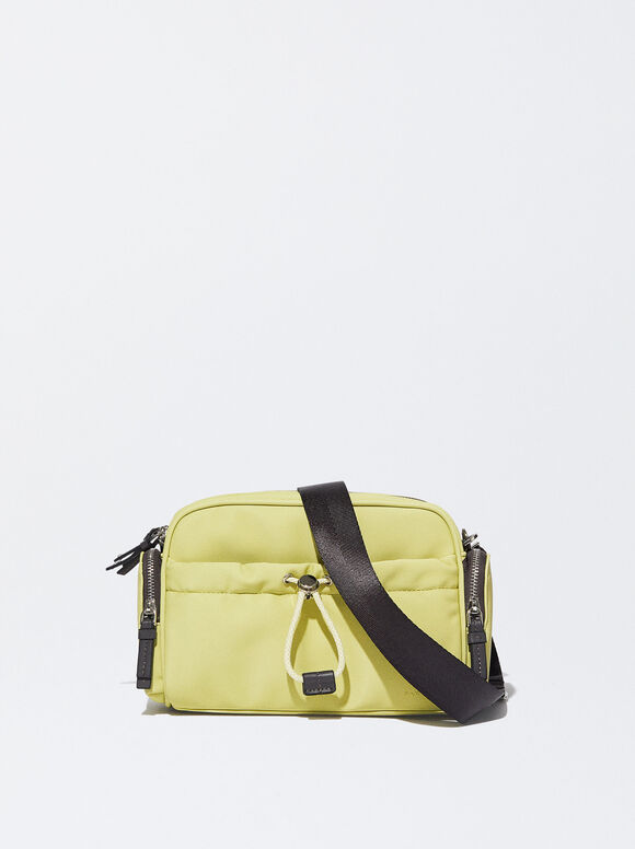 Bolsa de ombro com efeito nylon - Amarela