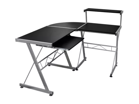Bureau d'ordinateur d'angle Noir 132x112x99cm Bois d'ingénierie