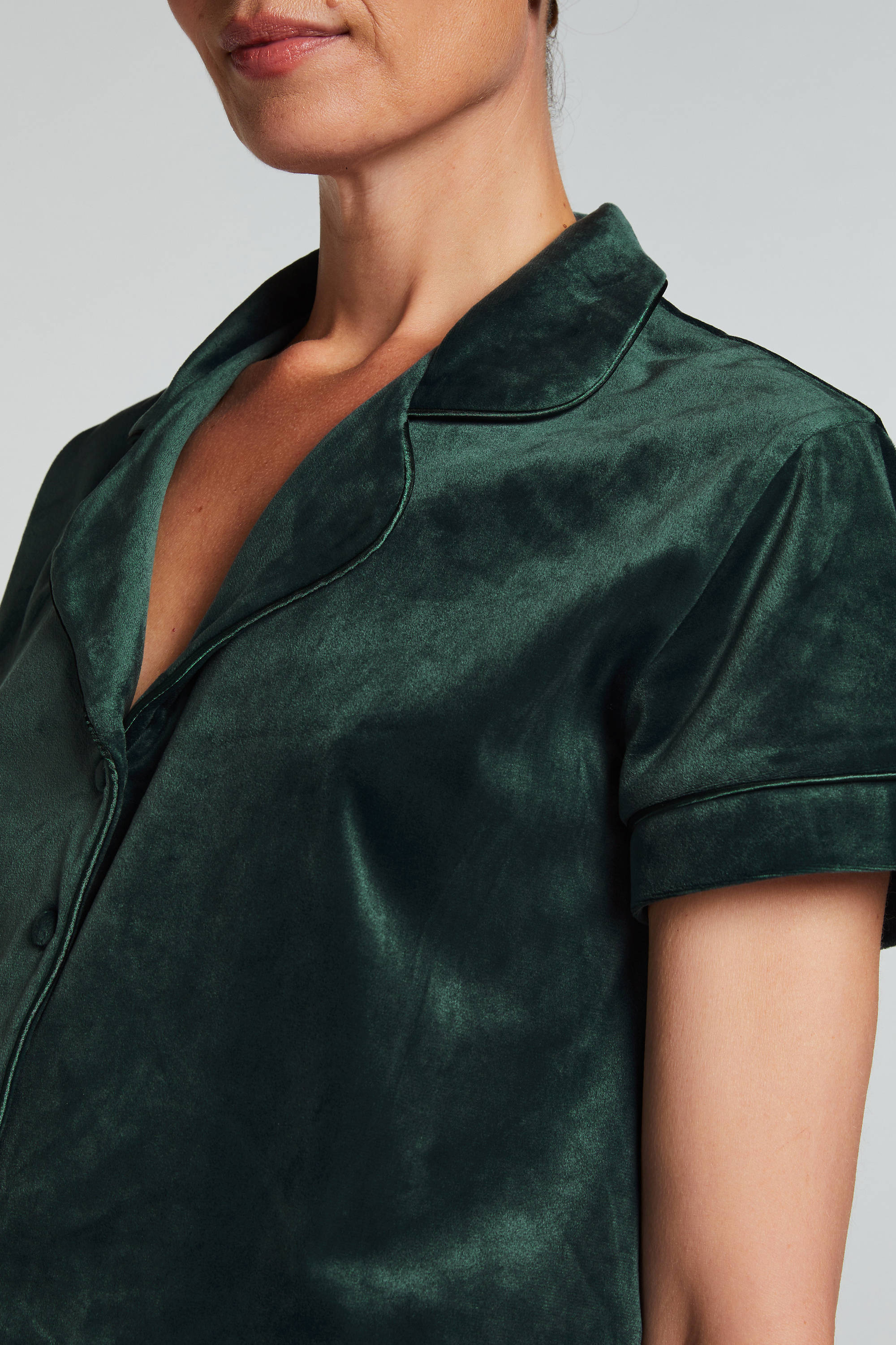 Hunkemöller fluwelen pyjamatop donkergroen