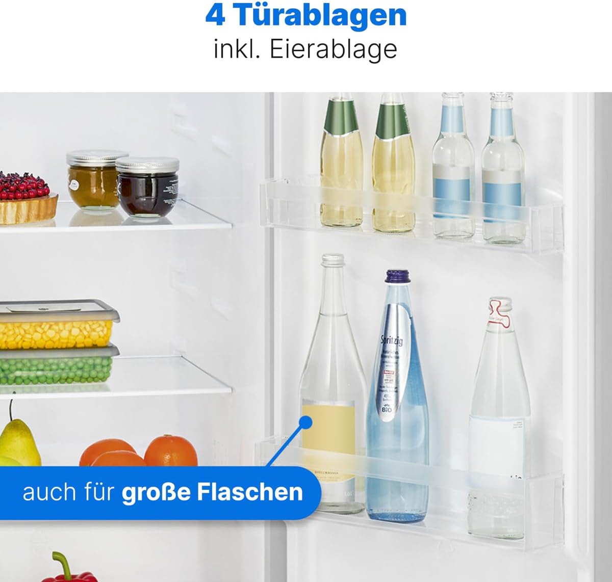Bomann® Kühlschrank ohne Gefrierfach | Energieklasse D | 143cm | 5 Ablagen | 0°C ~ +8°C | leise 39dB | Getränkekühlschrank | 242L Flaschenkühlschrank | Kühlschrank groß | VS 7363 inox