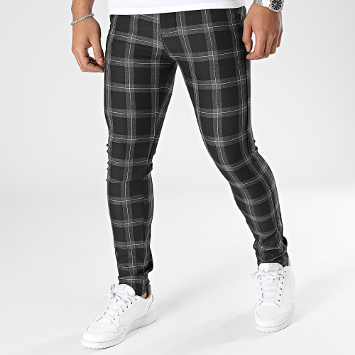 Pantalon A Carreaux Gris Anthracite Noir