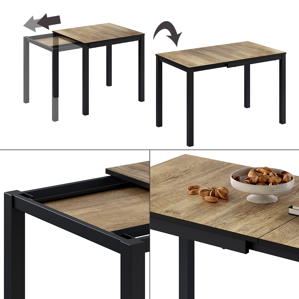 Vicco Esstisch Granny Eiche rustikal Anthrazit 120 x 70 cm ausziehbar