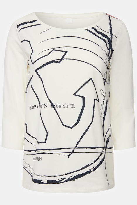 T-Shirt, Anker Print, Rundhals, Halbarm