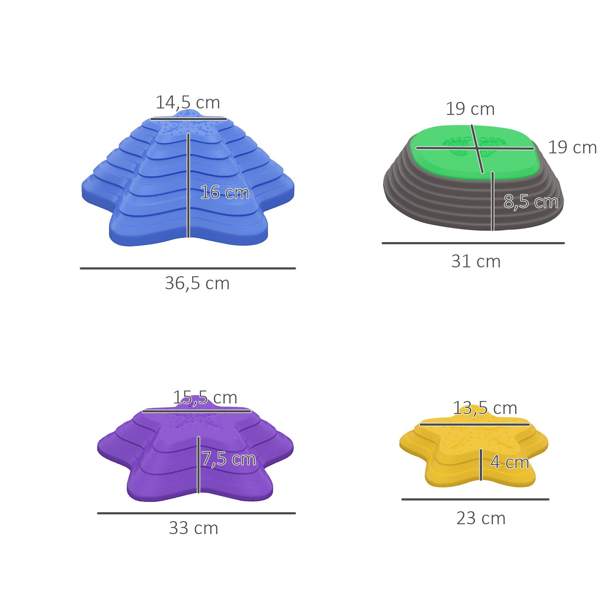 ZONEKIZ Flusssteine-Set aus robustem Material bunt 36,5L x 36,5B x 16H cm