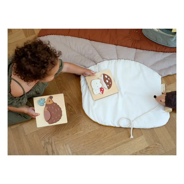 Fabelab Puzzles en bois Hérisson et champignon - Set de 2