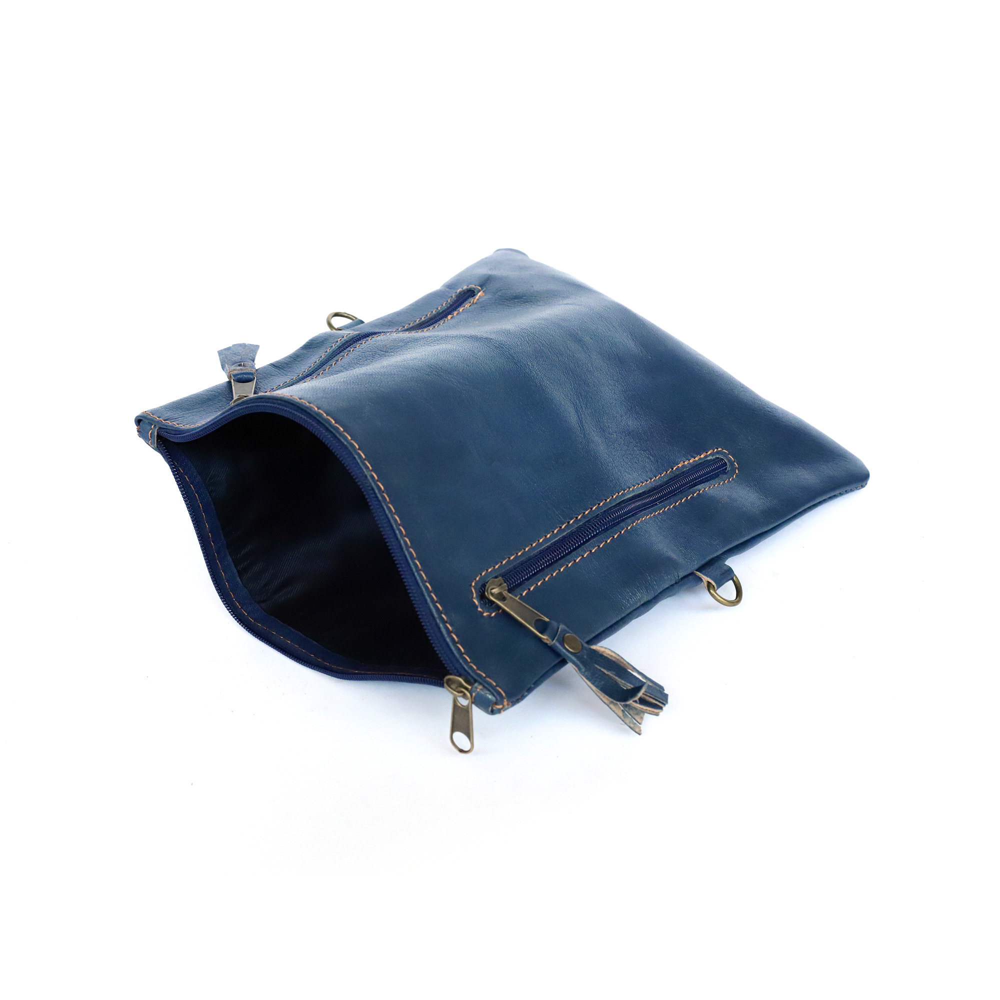 Handtasche aus Ziegenleder blau, B 26 cm, H 19 cm günstig bestellen
