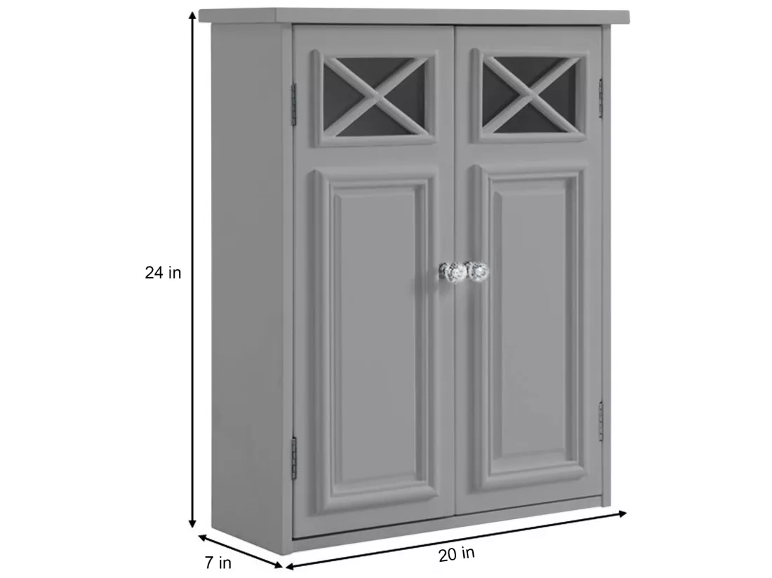 Teamson Home Armoire Murale Pour Salle De Bain Dawson Avec 2 Portes, Gris
