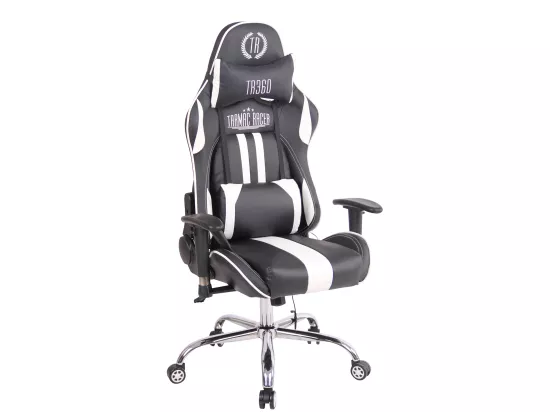 Chaise de bureau - Similicuir & Métal chromé - Noir / Blanc - Limit XM