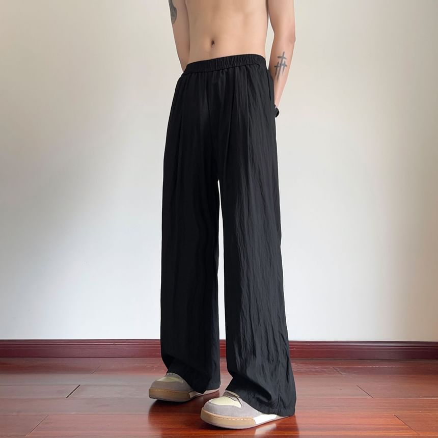 Deepwood - Mid Rise Plain Wide Leg Broek