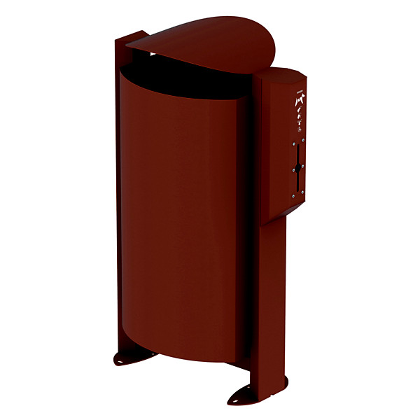 Corbeille sur pied arkea canin avec distributeur de 200 sacs - 100 L - effet corten