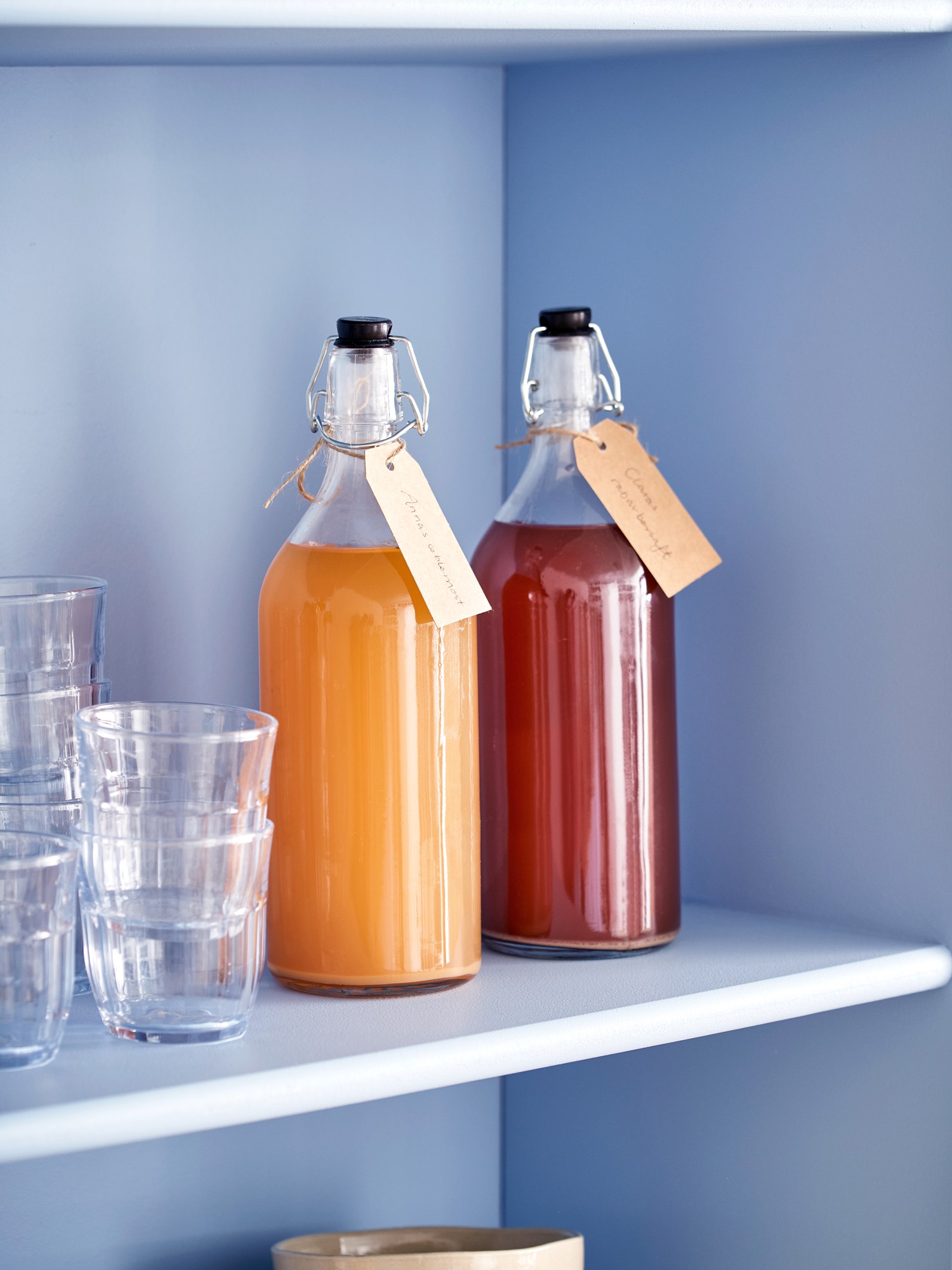 Patentflasker 2-pak | Glas. 1 liter. 2 stk. | Clear, Black