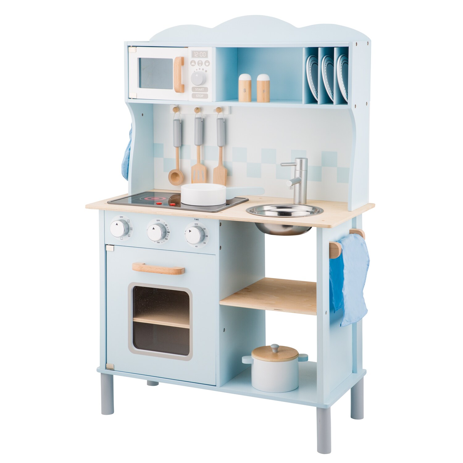 Küchenzeile Kinderküche aus Holz Modern mit Kochfeld Holzküche
