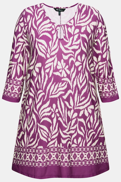 Longshirt, A-Linie, florales Muster, Saumbordüre