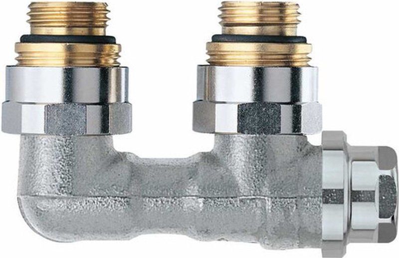 Heimeier - Vekolux Onderblok - 2 Pijps - 1/2 - 50mm - Haaks Voor Radiator