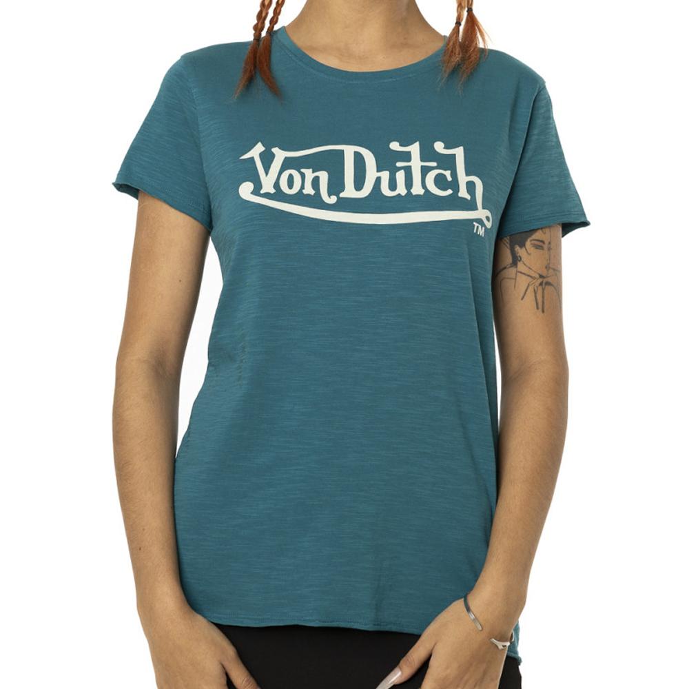 Von Dutch T-shirt Turquoise Femme Von Dutch Slub