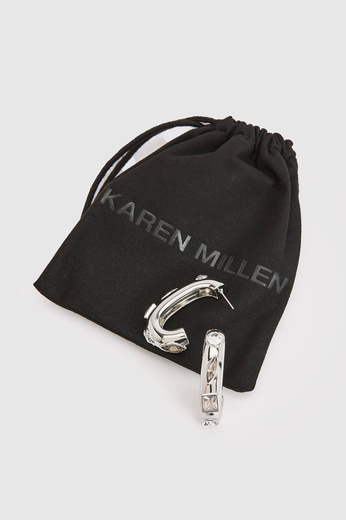 KarenMillen Boucles D'oreilles Créoles Ornées De Cristaux