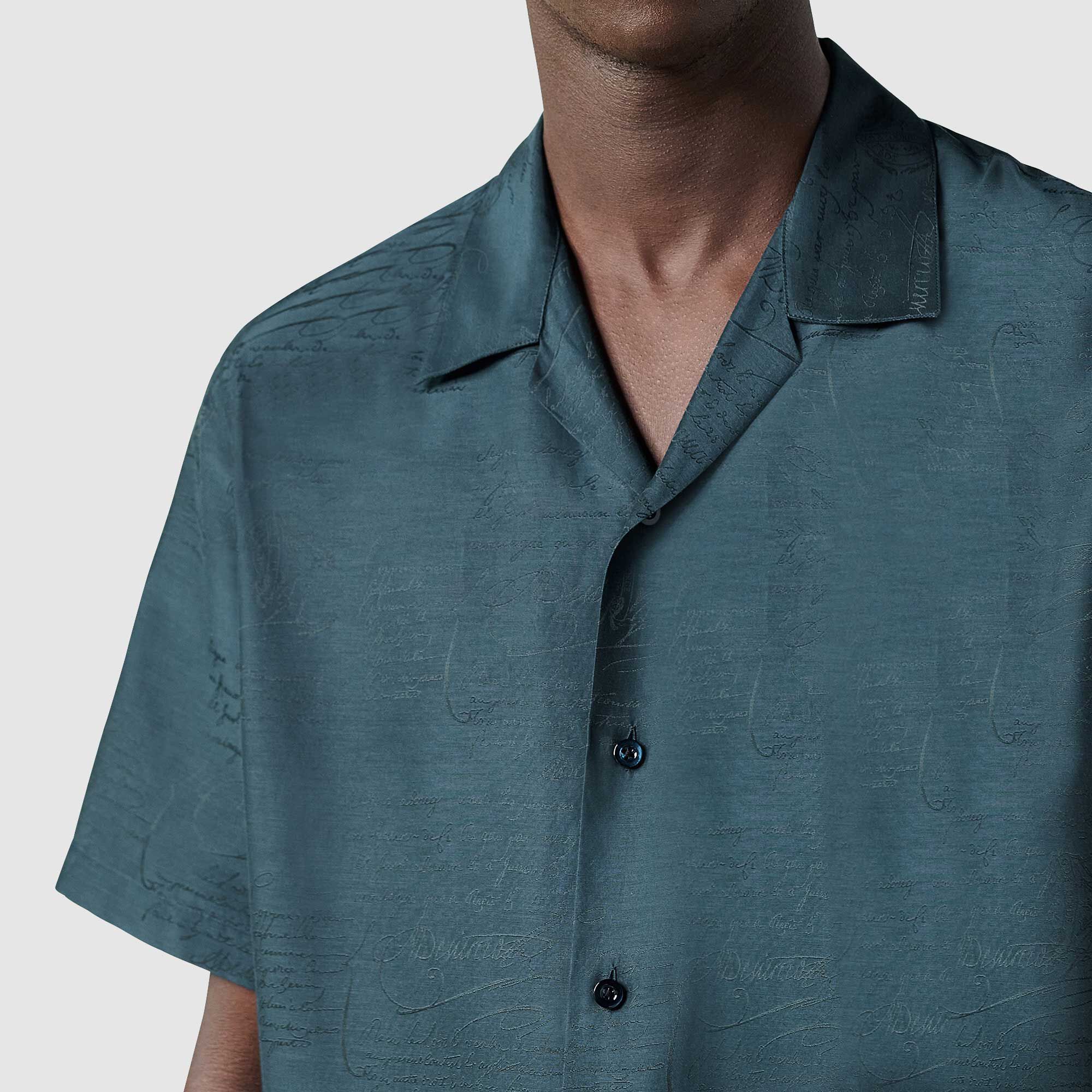 Chemise À Manches Courtes En Coton Et Soie Avec Imprime