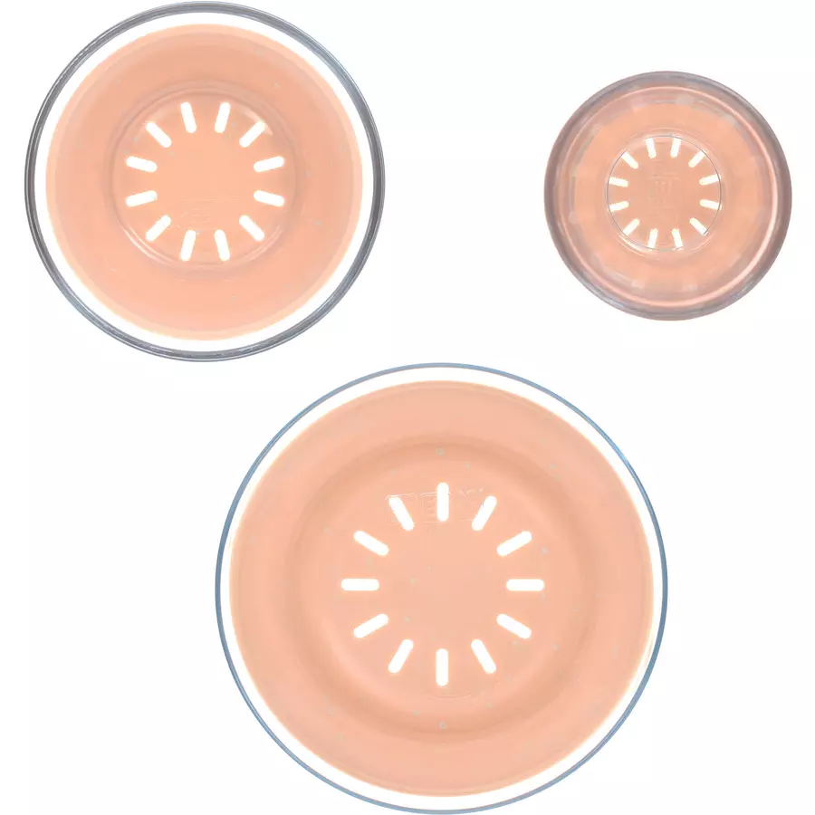 LÄSSIG Esslernset aus Glas und Silikon apricot