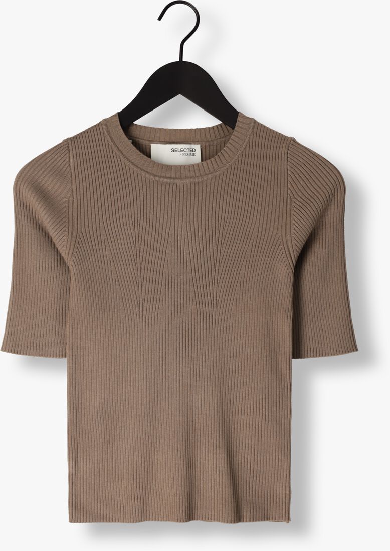 SELECTED FEMME bruine selected femme trui slfmala 2/4 knit o-neck b