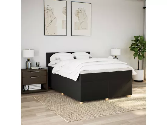 Sommier à lattes de lit avec matelas Noir 160x200 cm Tissu