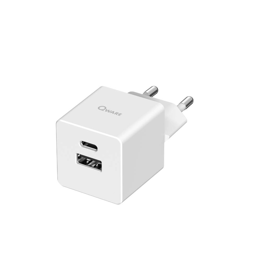 Qware 20 Watt Mini Dual Charger - wit