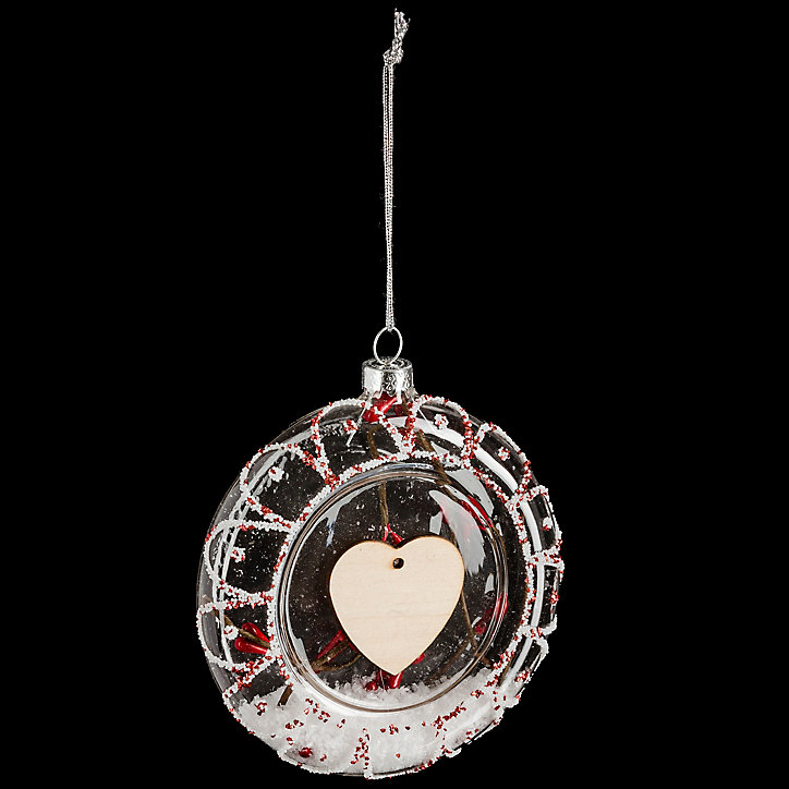 Boule de noël en verre 100 mm plate déco bois