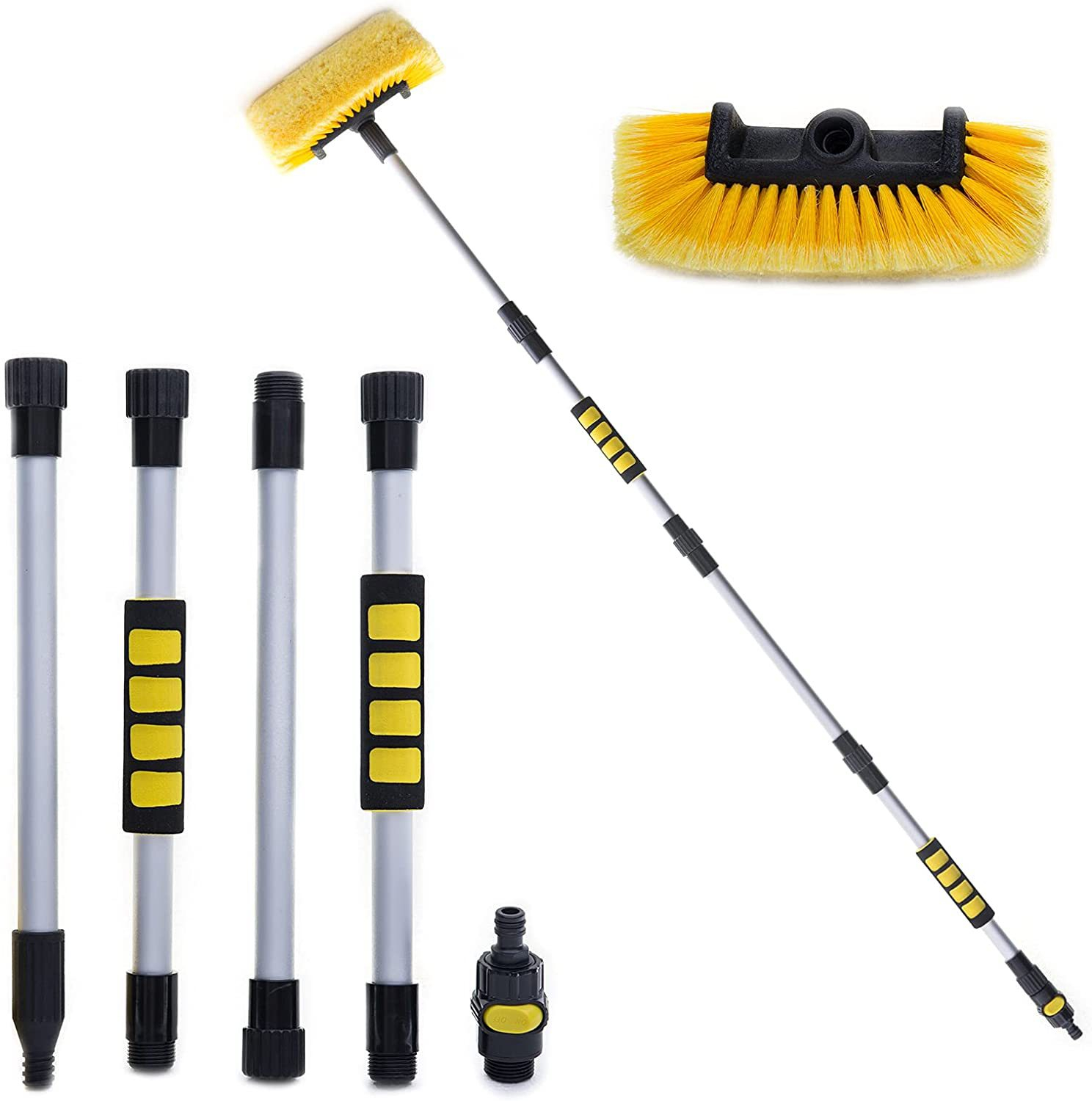 (85-160cm) Teleskop Waschbürste Outdoor Reinigungs Schrubber Boden Scheuer Bürste mit Gartenschlauch Anschluss