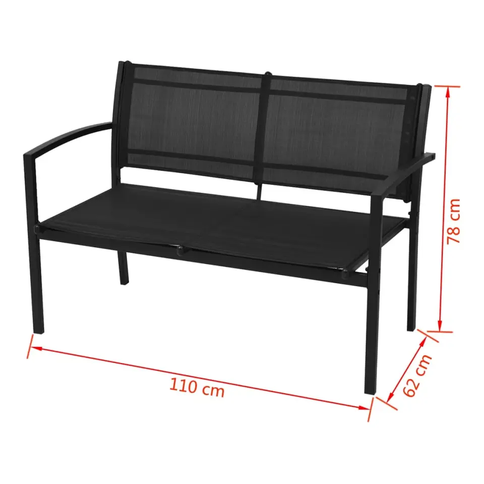 vidaXL - Tuintafel En Stoel - Zwart - Aluminium