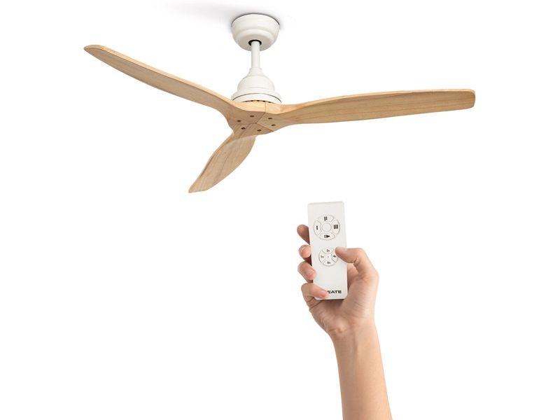 Create Deckenventilator, Holz Weiss Leiser Deckenventilator mit Fernbedienung und 3 Geschwindigkeiten