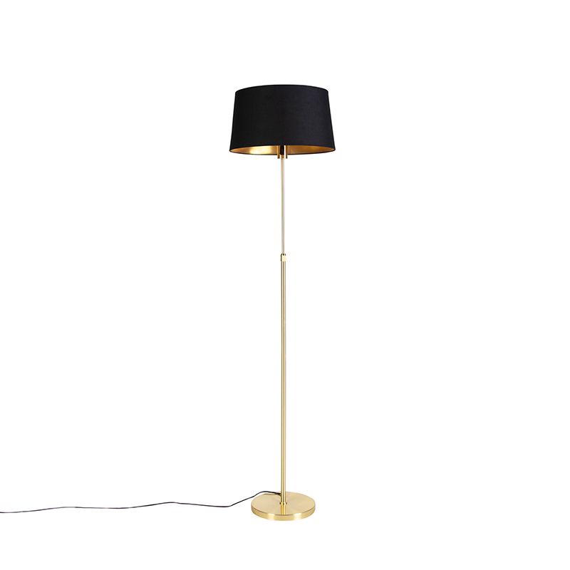 Vloerlamp goud/messing met zwarte kap 45 cm verstelbaar - Parte