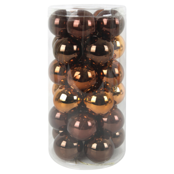 Christmas Goods kerstballen mix kunststof 30 stuks bruin Ø 16 cm