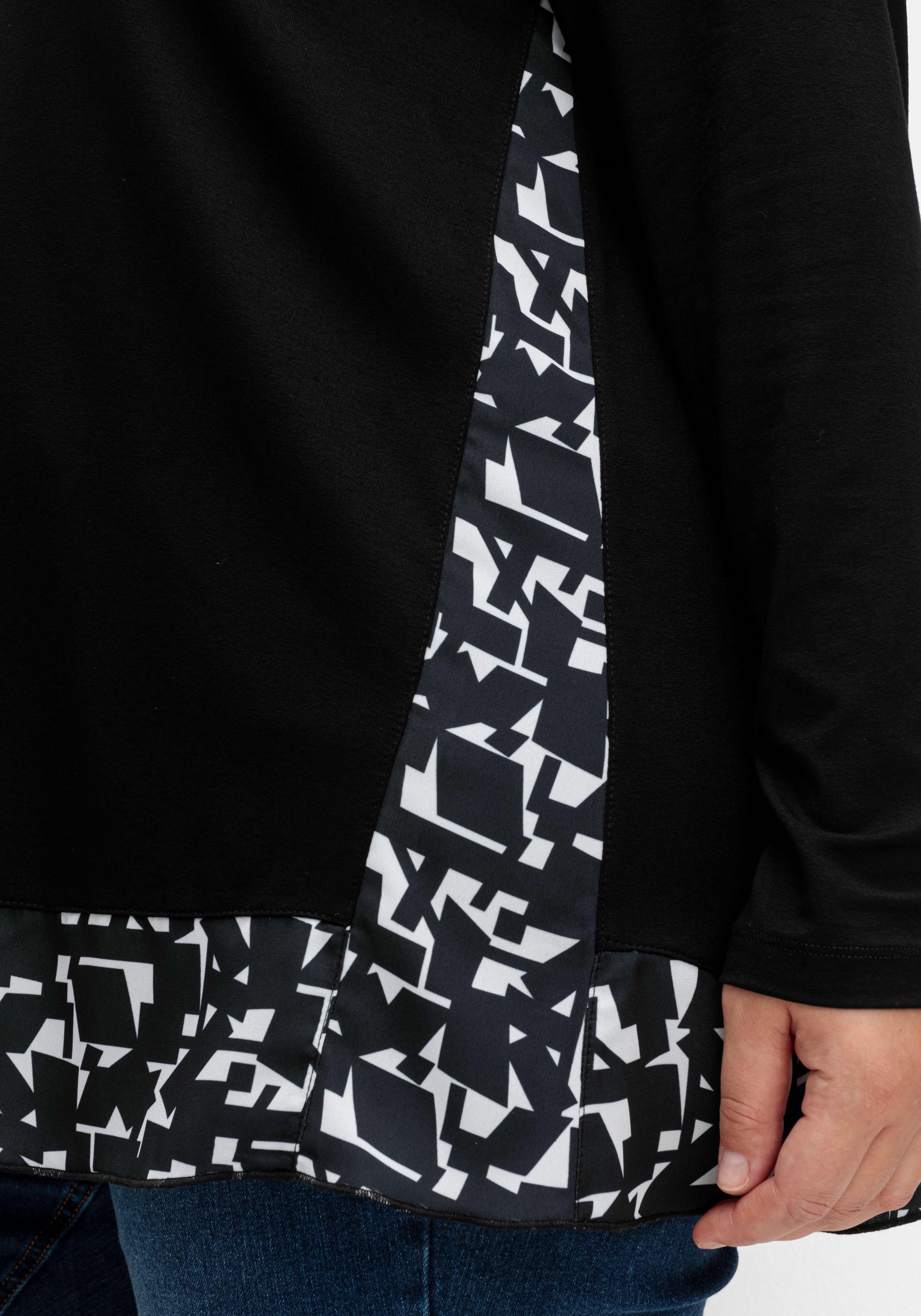 Longshirt in Lagenoptik, mit Grafikprint-Einsatz
